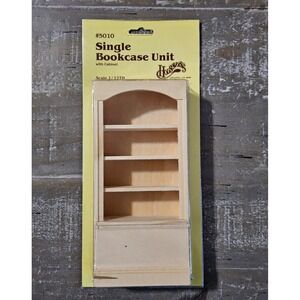 VTG Houseworks Single Bookcase Unit Miniature 1/12 Scale Beige Wood Cabinet 5010